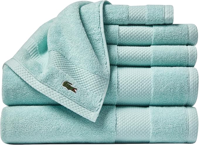 Lacoste Heritage Supima Cotton 6-Piece Towel Set, 2 Bath Towels, 2 Hand Towels
