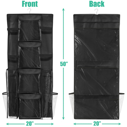 Simple Houseware Double-Sided Hanging Gift Wrap Organizer Storage Pockets, Black (Set of 1)