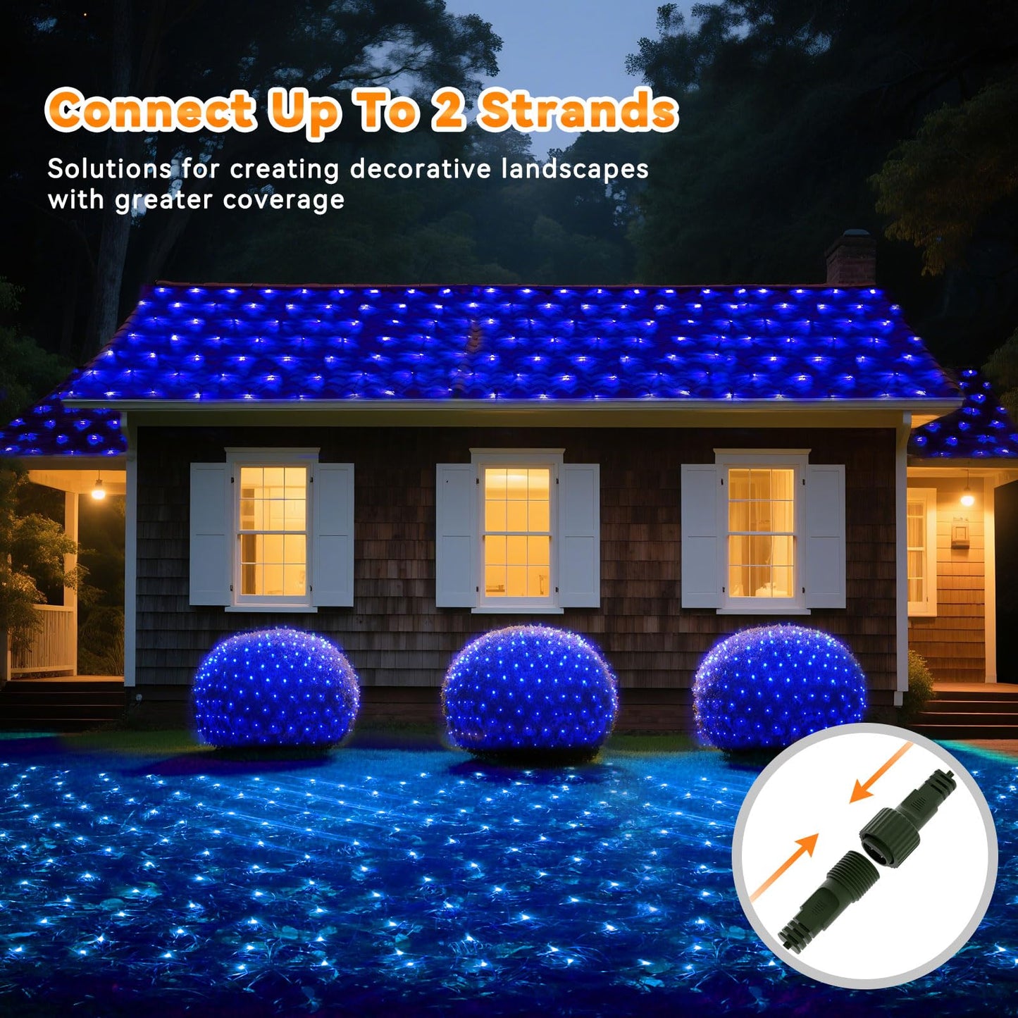 LitHome 21FT x 5FT Christmas Net Lights Outdoor Mesh Lights, 360 LED Christmas Blue Net Light for Bushes Connectable, 8 Modes Giant Mesh Light Waterproof Green Wire for 4th of July Tree Garden Decor