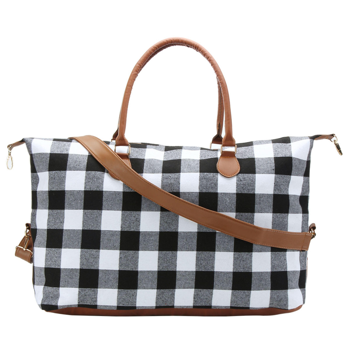 XinblueCo Weekender Buffalo Plaid Duffle for Women Travel Carry-on Overnight With Shoulder Strap for Business Trip Western Gifts