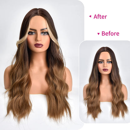 REECHO Long Side Air Bangs, Wavy Curly Clip in Curtain Bangs Front Side Bangs Face-Framing Highlights for Women Daily Use 2 PCS Set Long Temples