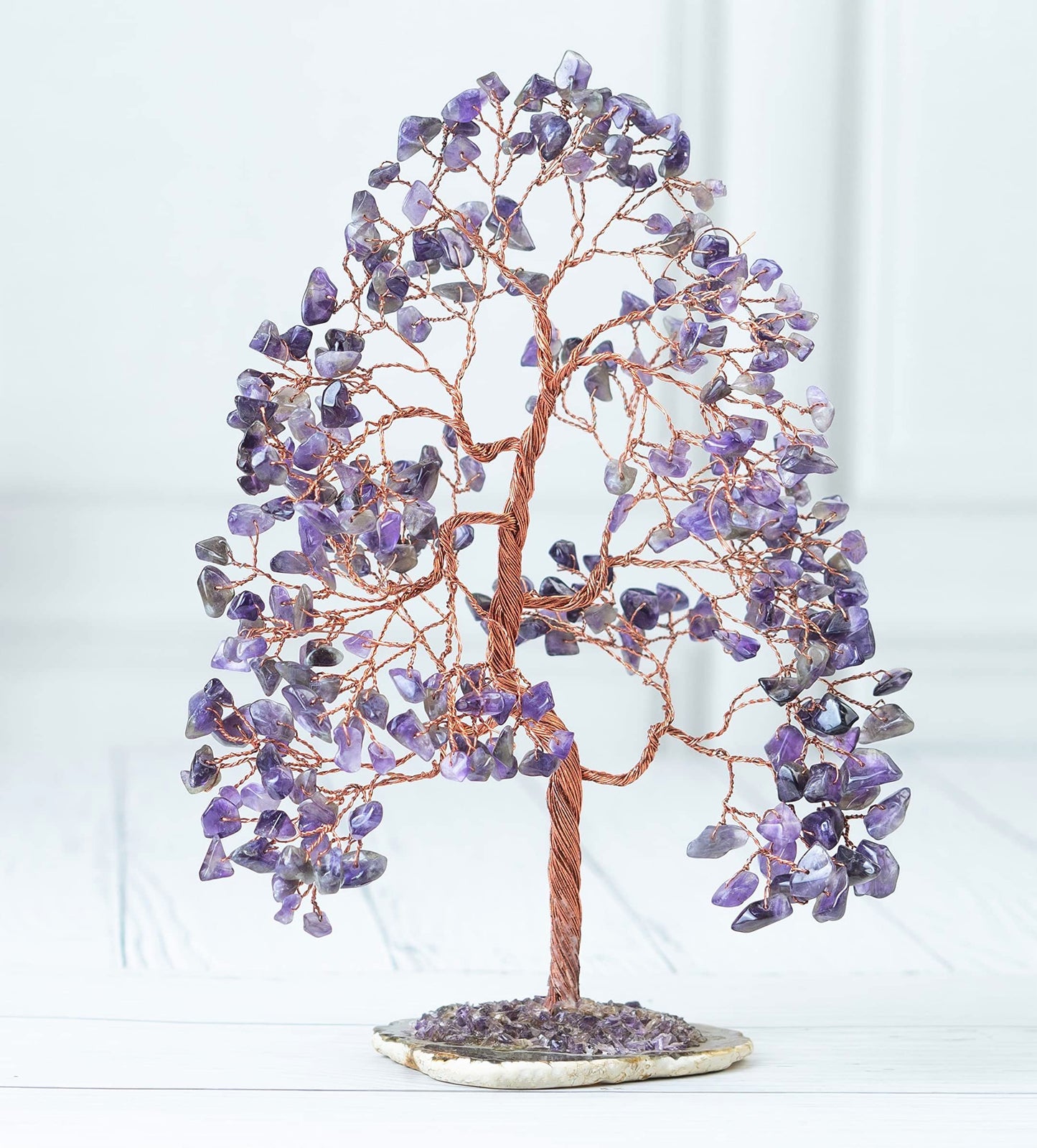 Crocon® Amethyst Crystal Tree of Life Gifts for Women, Men & Family, Gemstone Agate Slice Base Healing Chakra Feng Shui Money Spiritual Gift for mom, Wife, Sister Birthday Present Home & Room Decor