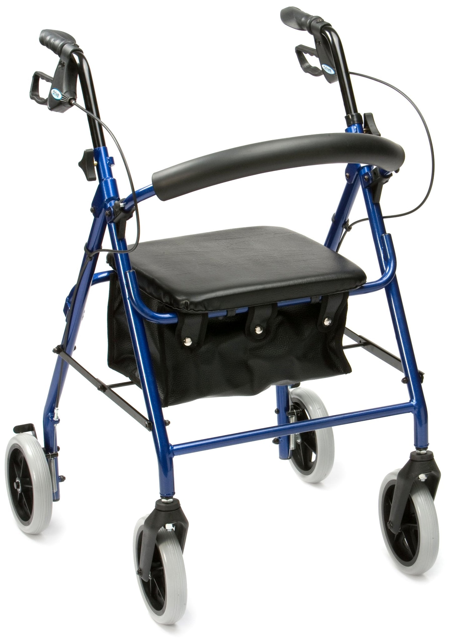 Drive Devilbiss R8 Blue Aluminium Rollator with Padded Seat and Vinyl Underseat Bag