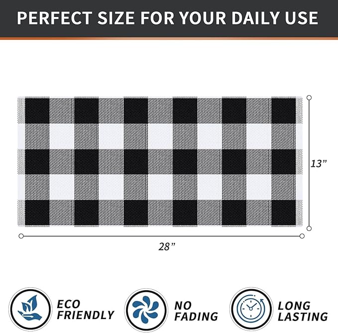 Homaxy 100% Cotton Waffle Weave Check Plaid Kitchen Towels, 13 x 28 Inches