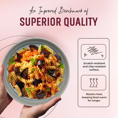 American Atelier 9-Inch Pasta Bowl (Set of 4) - 42 oz Unique Porcelain Dinner Bowls - Versatile Modern Dinnerware for Salads, Soups, Special Occasions & Casual Dining (Light Blue)