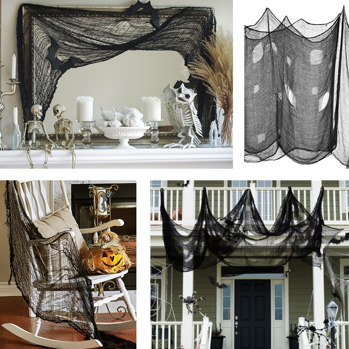 Evoio Halloween Decorations Creepy Cloth, 200 X 80inch Black Scary Gauze Spooky Cloth, Freaky Loose Creepy Clothes, Halloween Decorations for Haunted Houses Outdoor Indoor Yard Cauldron Wall Decor