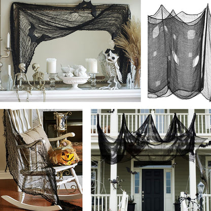 Evoio Halloween Decorations Creepy Cloth, 200 X 80inch Black Scary Gauze Spooky Cloth, Freaky Loose Creepy Clothes, Halloween Decorations for Haunted Houses Outdoor Indoor Yard Cauldron Wall Decor