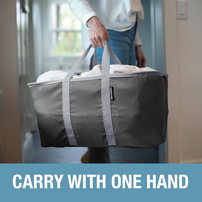 CleverMade Collapsible Laundry Tote 2-Pack – Foldable Carry-All Storage Bin