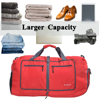 Woogwin Travel Duffel Bag Large Foldable Waterproof Overnight Bag for Beach Swim Bags Pool Sports Gym, 60L Red, Big Size, Large Duffle Bags