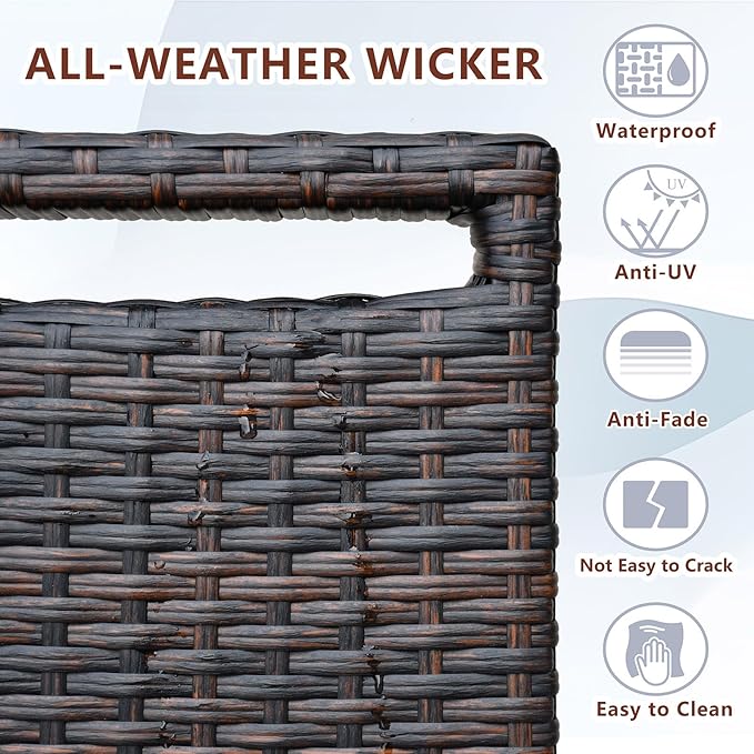 ART TO REAL Outdoor Recliner, Automatic Adjustable Wicker Lounge Recliner Chair with 5.12'' Thicken Cushion, All Weather Aluminum Frame, Brown Wicker + Beige Cushion