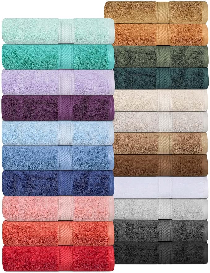 Superior Egyptian Cotton Solid Towel Set, Washcloths 13” x 13”, Hand Towels 20”