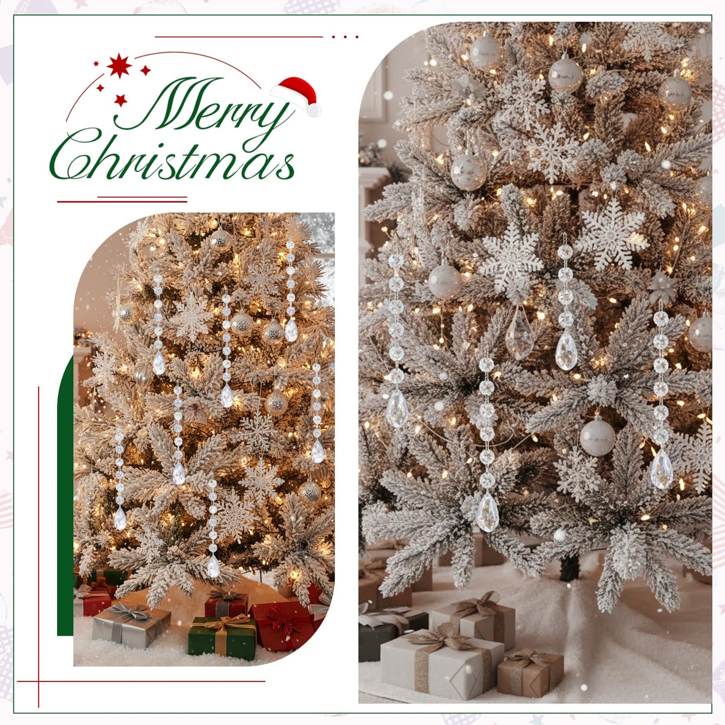 100 Pcs Chandelier Crystals Replacement Clear Acrylic Hanging Teardrop Ornaments Christmas Tree Ornaments Hanging Crystals for Centerpieces Chandelier Lamp Suncatcher Window Home Decoration(Classic)