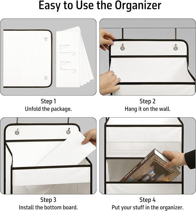 Over Door Organizer with 5 Large Pockets, Heavy Duty Hanging Organizer Storage