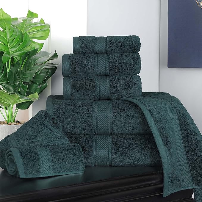 SUPERIOR Egyptian Cotton Pile 8 Piece Towel Set, Includes 2 Bath, 2 Hand