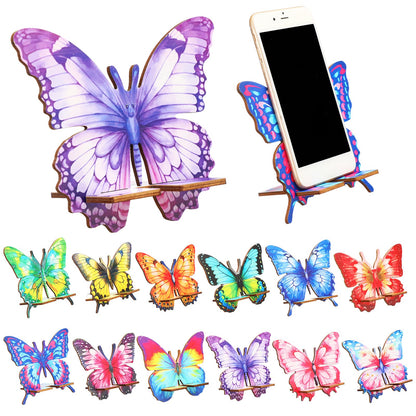 Konohan 12 Pack Wooden Butterfly Cell Phone Stands, Bulk Employee Appreciation & Spring Thank You Gifts, Decorative Desk Phone & Tablet Holders with Charging Hole, for Office, Team, Coworkers, Staff
