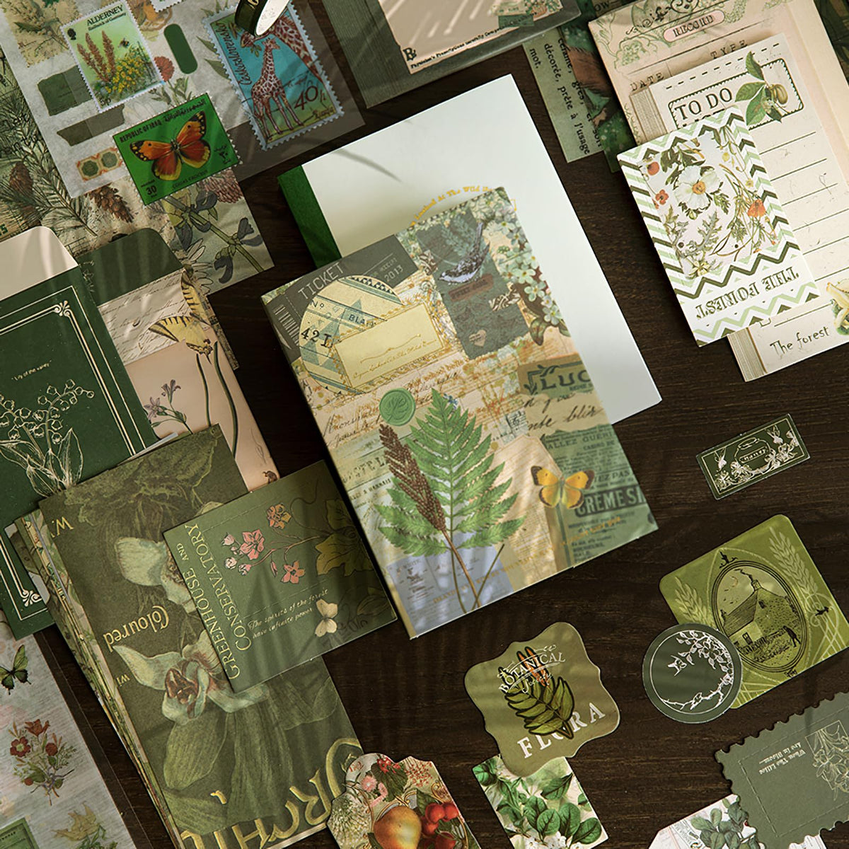 Draupnir Scrapbooking Supplies Kit,Vintage Botanical Aesthetic Scrapbook Kit for Junk Journal, Stationery,Bullet A6 Grid Notebook DIY Scrapbook Birthday Craft Gift for Teen Girl Kid Women