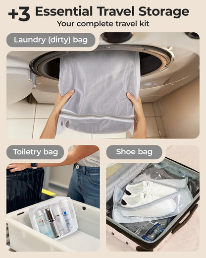BAGSMART Travel Vacuum Bags with Electric Pump, Vacuum Seal Bags for Clothing Travel & Organization, 4000Pa Space Saver Bags for Carry-on Luggage, 18 Pack with Shoe, Laundry & Toiletry Bags
