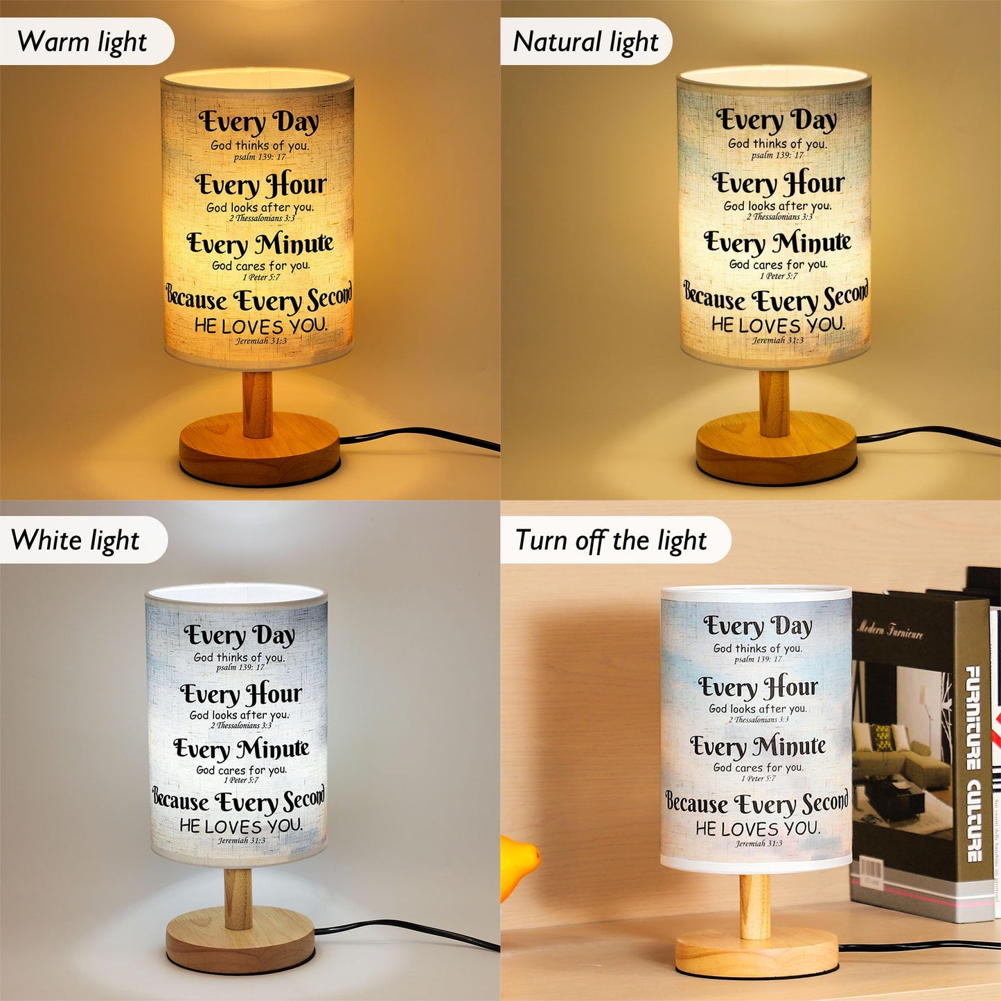 WSYEAR Bible Verse Table Lamp with Inspirational Thoughts and Valentines Day Christian Religious Baptism Gifts for Women Wife Mom Men Christmas Easter Gifts for Him Her