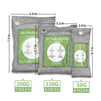 6 Pack Bamboo Charcoal Air Purifier Bags Odor Absorber Odor Absorber Natural Car Air Freshener Odor Eliminators for Home Pets
