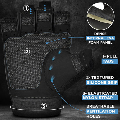 RDX Weight Lifting Gloves Gym Fitness Workout, Anti Slip Palm Protection Half Finger Exercise Glove for Powerlifting Deadlifting Bodybuilding Calisthenics Cycling Rowing Climbing Training, Men Women