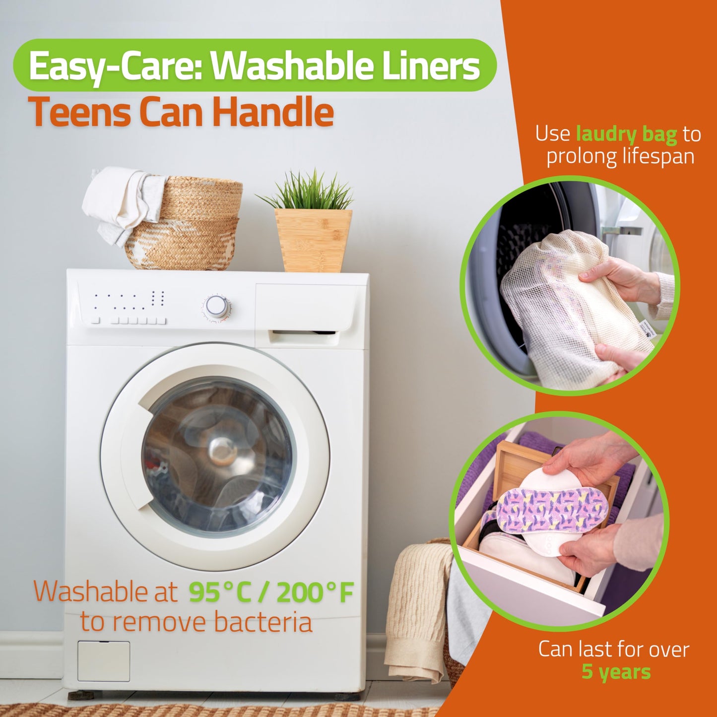 Non-Slip, Organic Cotton Reusable Panty Liners for Teen Girls (Small 7-Pack) - 100% Breathable & High-Temp Washable Cloth Panty Liners for Vaginal Discharge - Gentle on Skin, Stay Fresh & Dry Daily