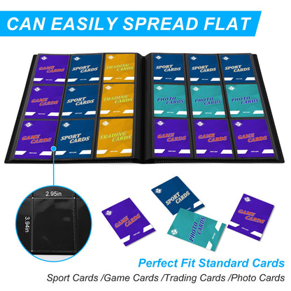 Trading Card Binder 9 Pocket, 360 Pockets Collectible Trading Card Album, Sports Card Binder for Standard Cards, Side Loading Card Folder for MTG Sports Baseball TCG Football Basketball Cards Black