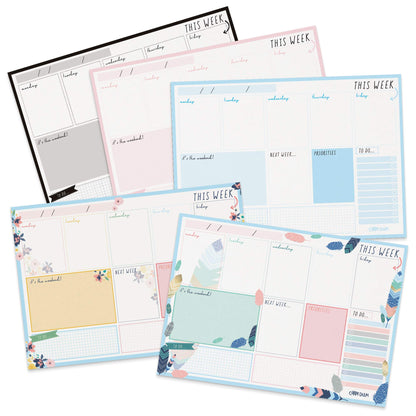 Pukka Pad Carpe Diem Weekly Planner Pad for Daily Organization, Scheduling, & Appointments - Includes To-Do List, Weekend, & Priority Sections, 60 Sheets Tear-Off Sheets, 11.7 x 8.3in, Black