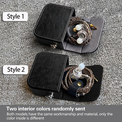 Earplug box, PU leather box for in ear headphones, portable protective case for wired headphones, storage bag for headphone accessories (black)