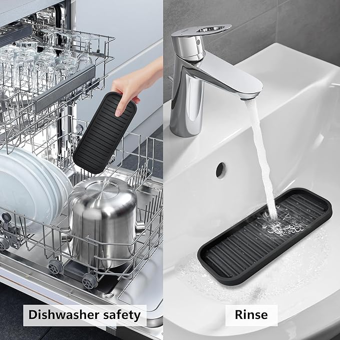 Silicone Sponge Holder Kitchen Sink Organizer Tray Dish Caddy Soap Dispenser