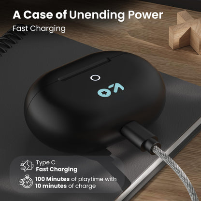 Boult K40 True Wireless in Ear Earbuds with 48H Playtime, Clear Calling 4 Mics, 45ms Low Latency Gaming, Premium Grip, 13mm Bass Drivers, IPX5, Type-C Fast Charging, BTv 5.3 Ear Buds (Electric Black)