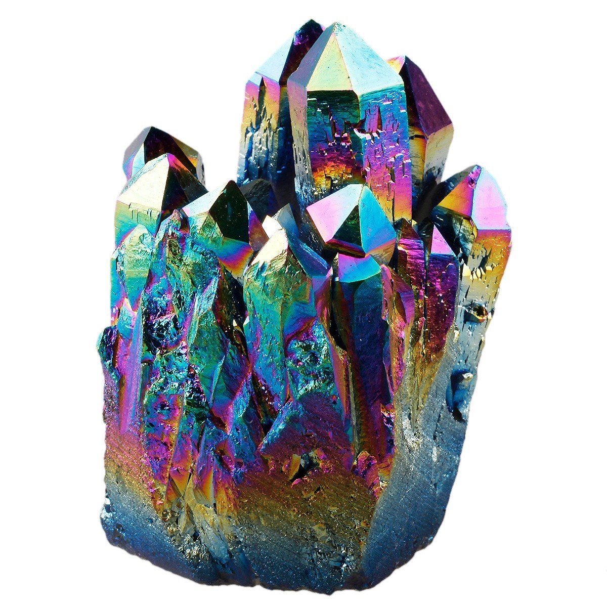 SUNYIK Rainbow Aura Titanium Coated Crystal Cluster,Quartz Drusy Geode Gemstone Specimen Figurine(0.4-0.45lb)