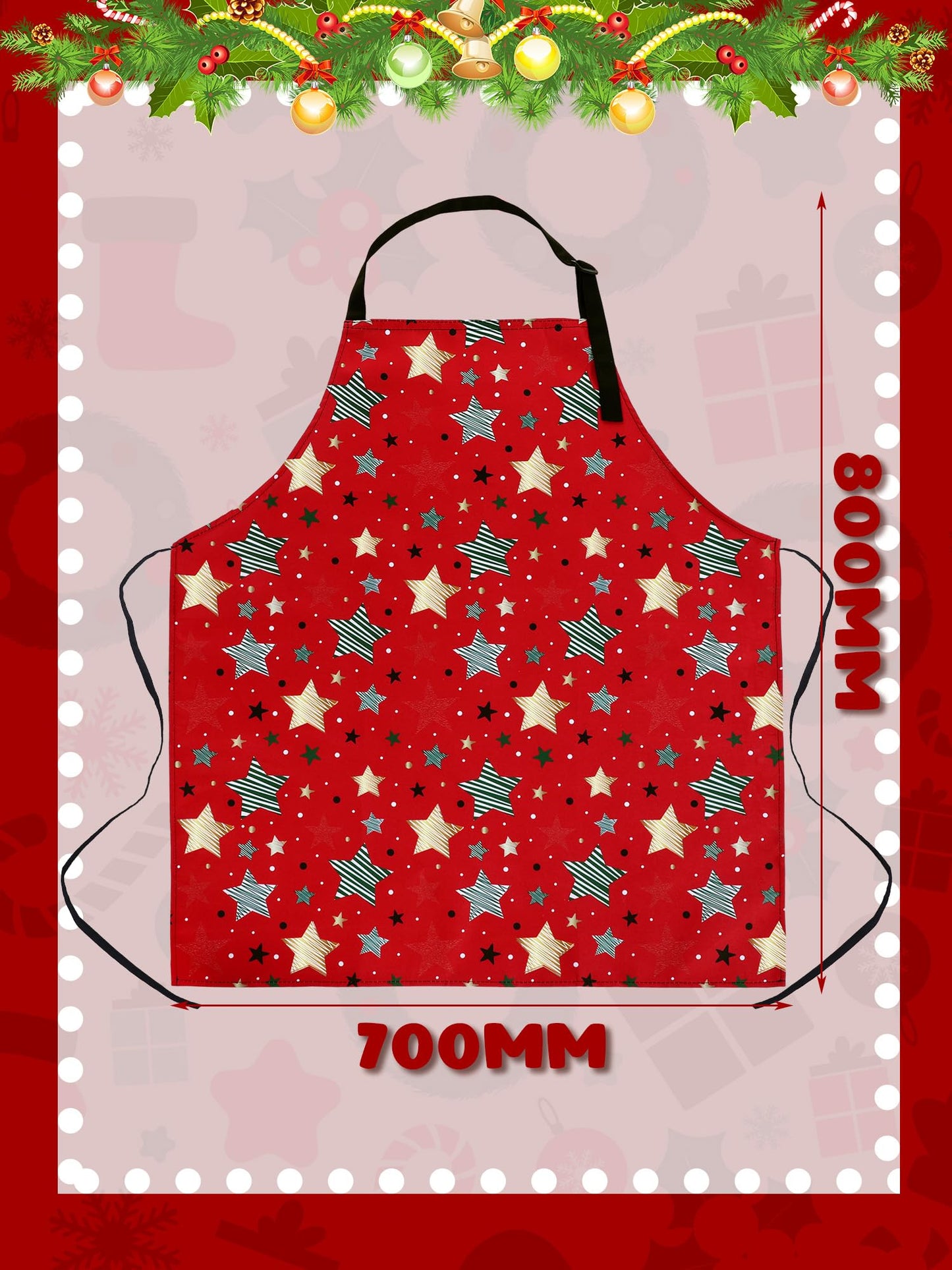 Bencailor 6 Pcs Christmas Aprons with Pockets Adjustable Xmas Kitchen Aprons Waterproof for Cooking Women Men (Xmas Tree,Red and White)