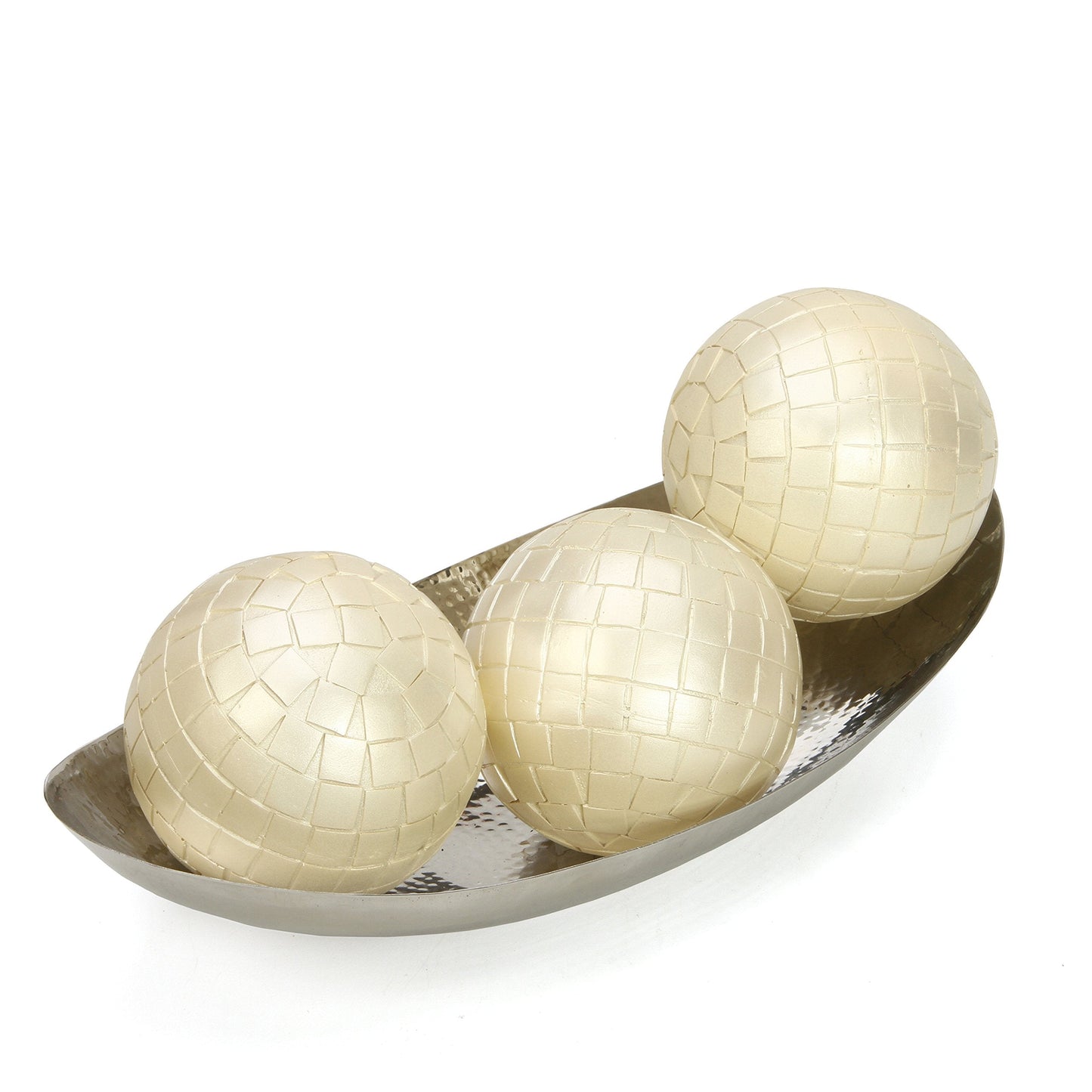 Hosley Hammered Stainless Steel Oval Bowl – 13.5” Decorative Centerpiece for Candles, Orbs, Potpourri & Table Styling | Modern Home & Event Décor