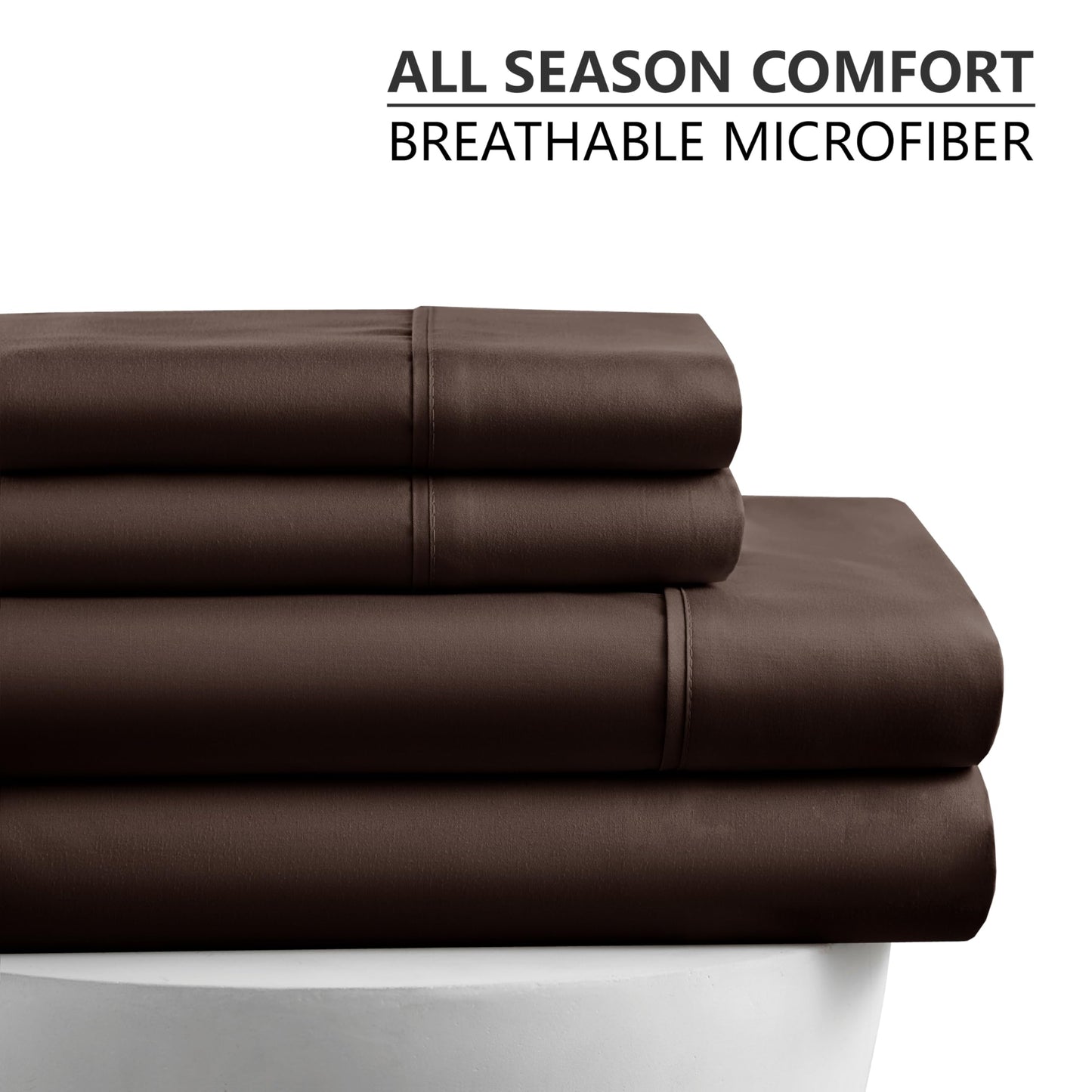 American Home Collection Queen Sheet Set - Ultra-Soft Microfiber 15-Inch Deep Pocket - Wrinkle Free and Fade Resistant (Brown)