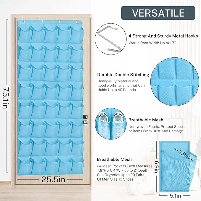 40-Pocket Over the Door Shoe Organizer