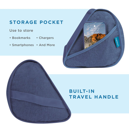 LAPGEAR Book Pillow – Lap Reading Cushion with Built-in Book Stand – Fits 6x9 Books & Similar Sizes – Denim Blue – Style No. 33203