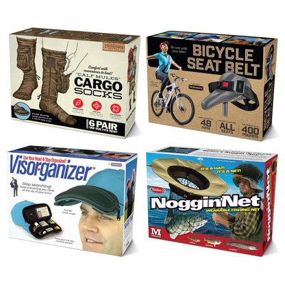 Prank Pack Prank Gift Box Bundle Set, 4 Unique Gift Boxes, Wrap Your Real Present in a Funny Authentic Prank-O Gag Present Box, Medium-Sized Novelty Gifting Box for Pranksters, Holiday Gifting