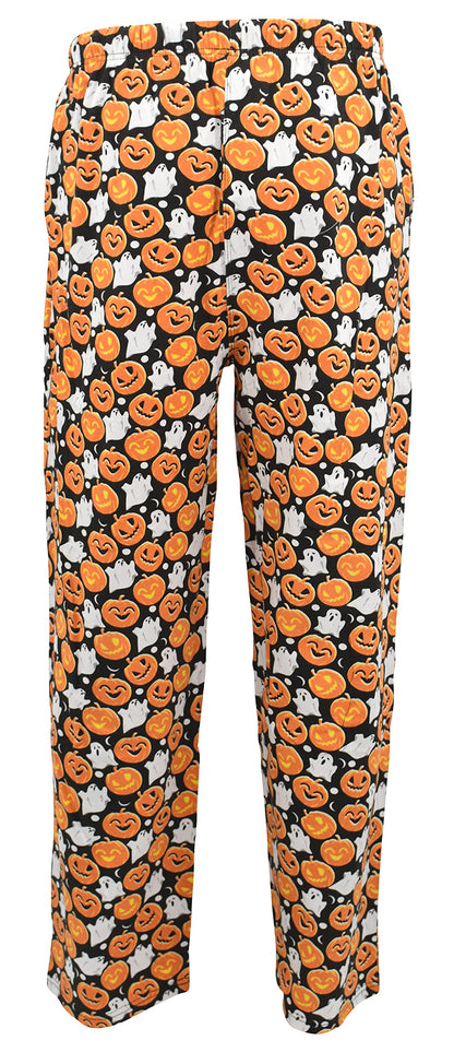 Unique Baby Adult Halloween Pumpkin Ghosts Pajama Pants (Med, Orange)