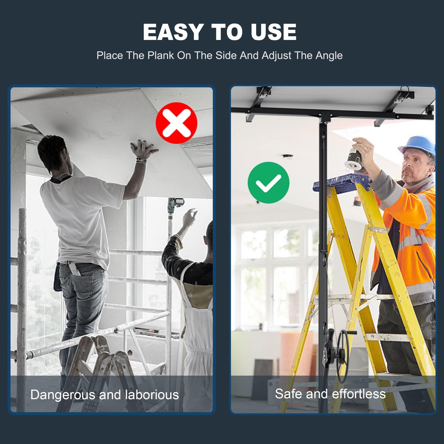 Drywall Lift 16 Ft,Drywall Rolling Lifter Panel,150LBS Heavy Duty Sheetrock Hoist Panel Hoist Jack With 360° Adjustable Telescopic Arm & 3 Lockable Wheels