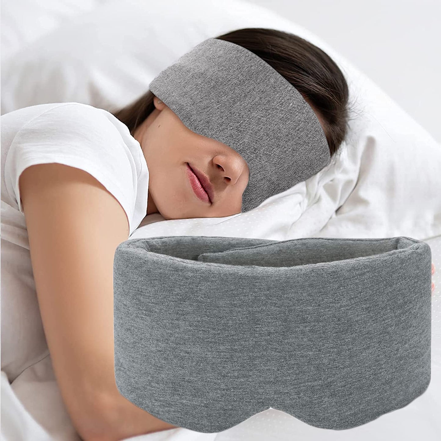 Sleep Mask for Men Women,100% Cotton Sleep Eye Mask with Fully Adjustable Strap, 100% Light Blocking Eye Mask for Sleeping, 0 Pressure Eye Covers for Travel Yoga Nap (Black)