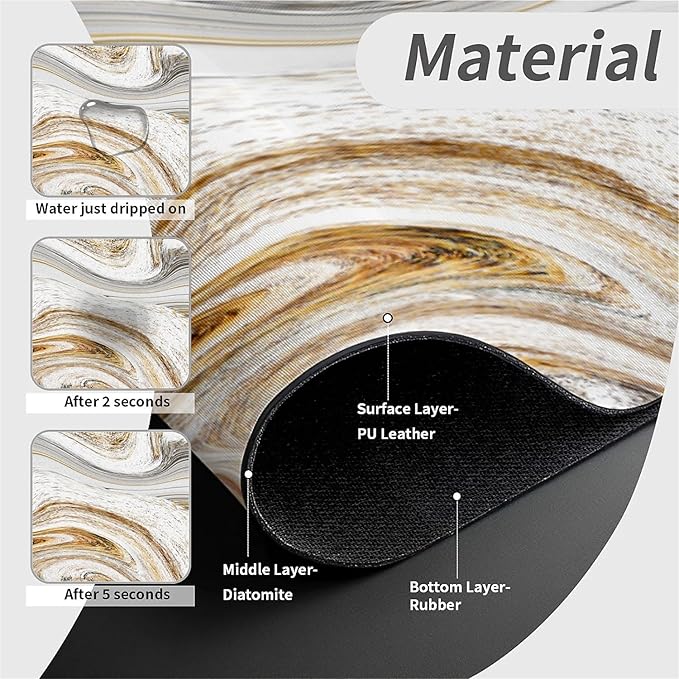 Kitchen Sink Splash Guard，White-grey gold marble Faucet Mat Sink Gadgets-Super