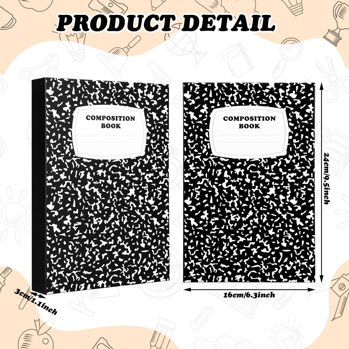 Amyhill 6 Pcs Teacher Appreciation Gifts Bulk Teacher Gifts Composition Notebook Box for Classroom Storage Boxes Graduation Party Favors Back to School Thank You Gift Supplies(Black)