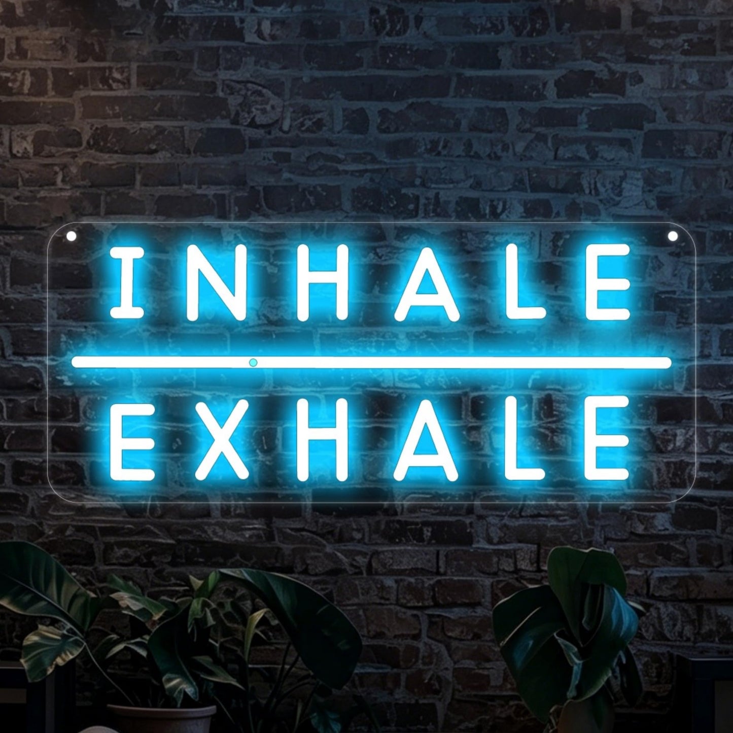 Inhale Exhale LED Neon Sign, USB Dimmable Neon Wall Decor for Yoga Studio, Meditation Room, Bedroom, Gym, Spa, Wellness Space, and Home Studio, Reading Room, Pilates Gift, Aesthetic Neon Sign Wall Quote-Ice Blue/Warm White-16.4" x 7"