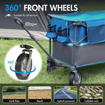 PORTAL XL Deeper Festival Trolley on Wheels 228L Larger Capacity Folding Camping Garden Beach Trolley Heavy Duty Pull along Cart Collapsible Wagon Foldable Picnic Trailer Hand Truck