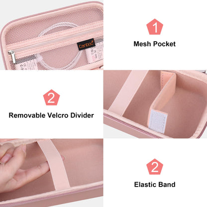 Canboc Carrying Case for Ceptics Universal Travel Adapter Kit, World Travel Adapter Kit Box with Removable Shoulder Strap, Zipper Mesh Bag fit USB Cable, Rose Gold (Case Only)