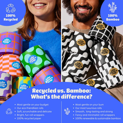 Who Gives A Crap – 100% Recycled, Twice as Long, Sustainable Toilet Roll, Box of 48 (3-Ply, 400 Sheets) - Soft, Strong, Sustainable