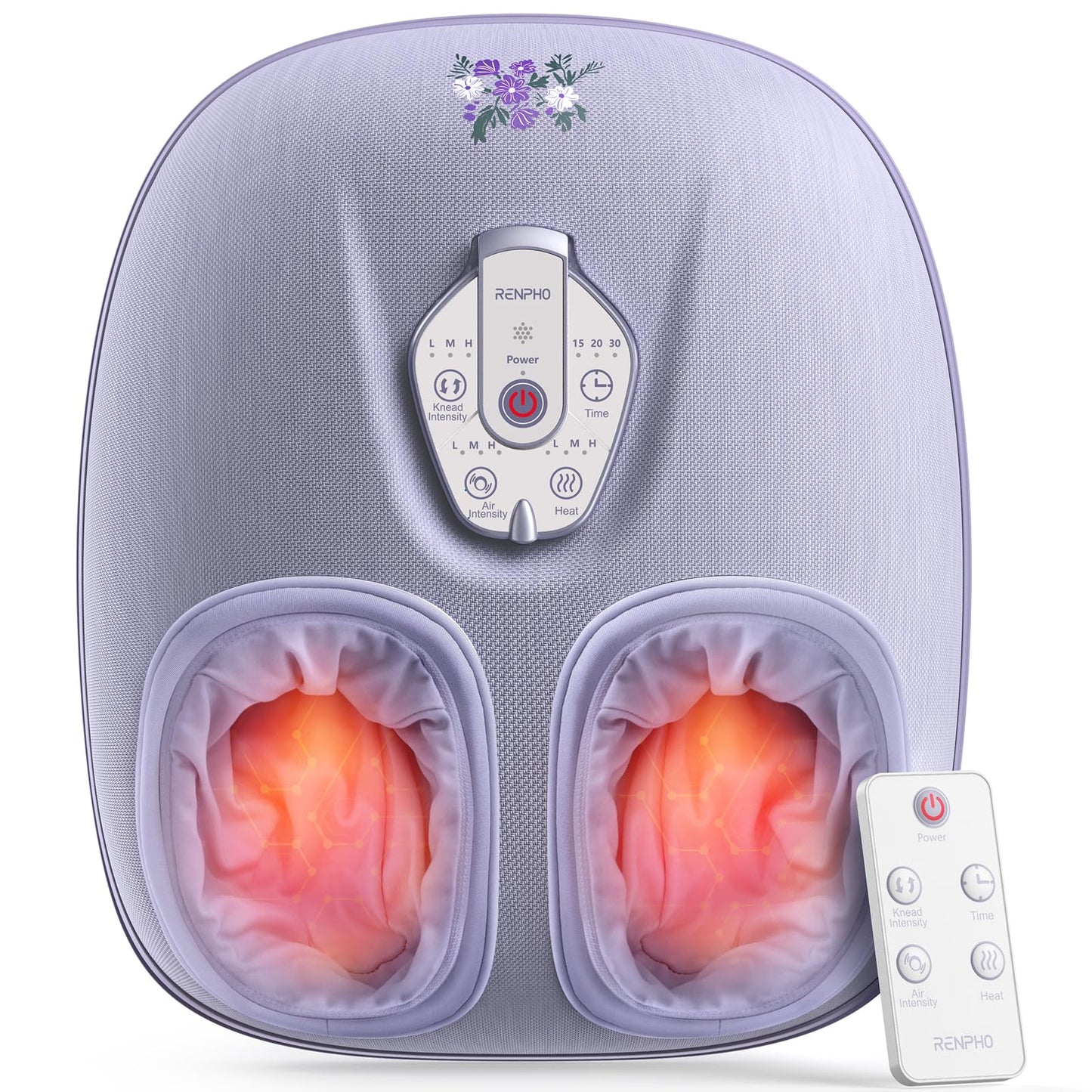RENPHO Foot Massager Machine with Heat [2026 Upgraded], Shiatsu Foot Massager for Plantar Fasciitis, Foot Massager Machine for Women, Wireless Control, True Full Foot Massager, Up to Size 14, BK