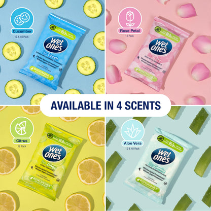 Wet Ones – Be Fresh – Plastic Free Antibacterial Pocket Size Hand Wipes - 144 wipes – 12 packs x 12 wipes