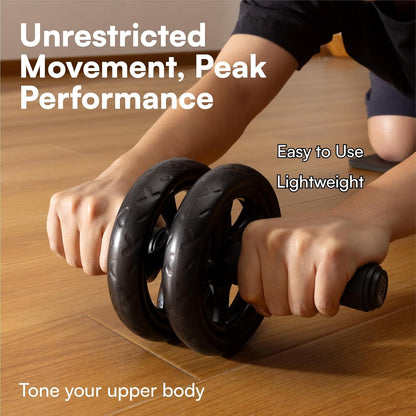 H&S Ab Roller Wheel For Abs Workout - Abdominal Core Exercise Equipment With Extra Thick Knee Pad Mat - w/Dual Glide Wheels - Abs Roller Wheel Home Workout - Abs Exercise Equipment