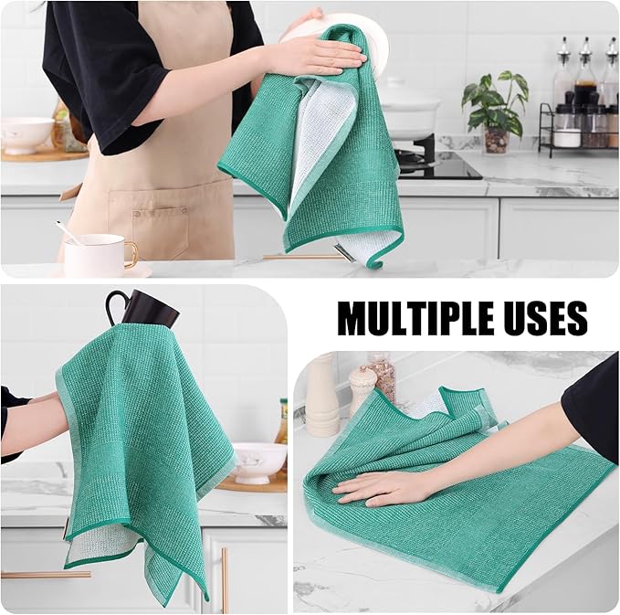 Homaxy Premium Kitchen Towels, Large Cotton Kitchen Hand Towels, Flat and Terry